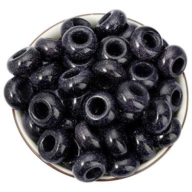 Imagem de Nupuyai — Contas largas de pedra grande para fabricação de joias, pacote com 30, contas europeias de rondelle polidas para berloques, Blue sand stone, 8x14(mm), 30