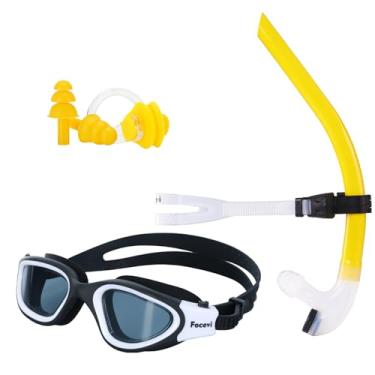 Imagem de Focevi Snorkel De Natação Para Conjunto Volta, Sem Ruído Alto Gorgolejo, Machucar A Testa, Escorregador Frontal, Treinamento Mergulho Com Adultos/Crianças/Jovens, Tubo Montagem Central Nadador, Válv