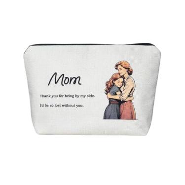 Imagem de Linlina Presentes de mãe da filha, bolsa de maquiagem com citação "Thank You for Being By My Side", presente para mãe, presente de aniversário para mãe