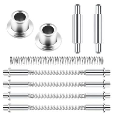 Imagem de Kit de 4 pinos de dobradiça de porta de tempestade, incluindo 8 pinos de dobradiça de alumínio, 8 tampas de bucha, 4 molas de aço, kit de ferragens peças de reposição de porta de tempestade com