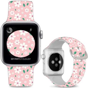 Imagem de Sjiangqiao Pulseiras de relógio de silicone macio compatíveis com Apple Watch SE séries 10, 9, 8, 7, 6, 5, 4, 3, 2 e 1 de 49 mm, 46 mm, 44 mm e 42 mm (série 3 2 1), para mulheres e homens.