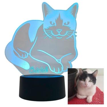 Imagem de Luminária PET Personalizada, Abajur Gato Cachorro