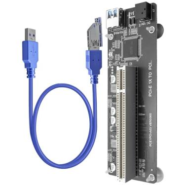 Imagem de Adaptador PCIe para PCI com cabo USB 3.0 compatível com interfaces de áudio, placas de captura de vídeo, dispositivos industriais, conversor de slot duplo/único para cartões PCI antigos