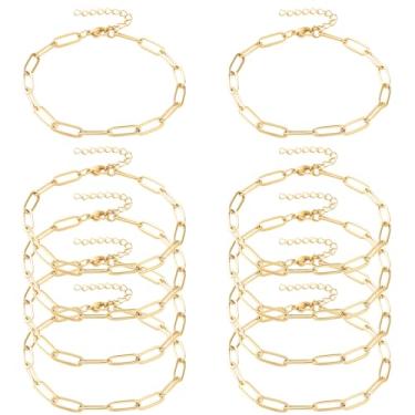Imagem de Exway 10 peças de pulseiras de pingente de clipe de papel, corrente de ouro de aço inoxidável de 16,5 cm, kit com fechos de lagosta para artesanato, faça você mesmo, fabricação de joias femininas