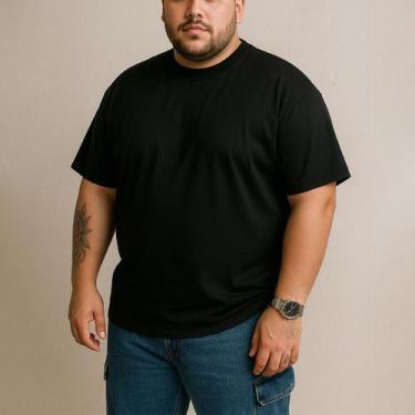 Imagem de Camiseta Oversized Masculina Plus Size G1 ao G4 100% Algodão Estilo St