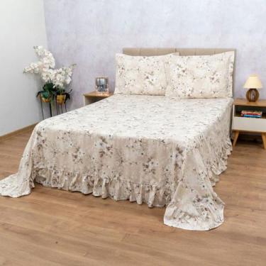 Imagem de Colcha Cobre Leito Casal Queen Babado Micropercal Estampado - Bem Me Q