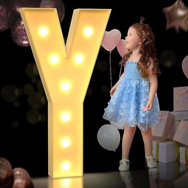 Imagem de Decoração De Casamento 4ft Marquee Up Letras Grandes Letras De Letreiro Led Sinal De Carta Para Festa Em Casa Bar Festival De Casamento Decorações De Aniversário Decoraçã, Y, 120CM