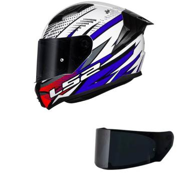 Imagem de Capacete LS2 FF810 Vigo Flight Branco Azul e Vermelho Mais Viseira Fumê