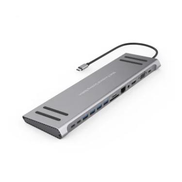 Imagem de Adaptador Hub Macbook Tipo-c 13em1 HDMI 4k Ethernet Rj45 Usb-c Vga E Áudio 3.5 Para Fone