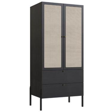 Imagem de Guarda Roupa Solteiro 80cm Com 2 Portas Arlo Nero Preto A10 - Mpozenato