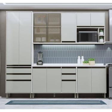 Imagem de Cozinha Modulada Completa 5 Peças 270cm Com Vidro Reflecta E Pátina Ff-mocca Laca