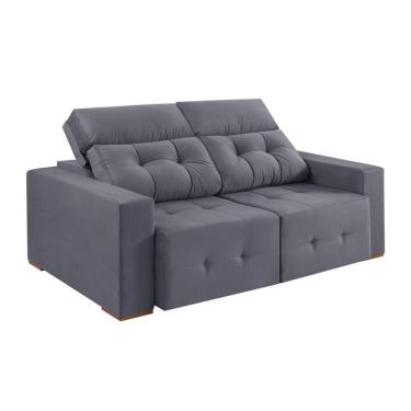 Imagem de Sofá 3 Lugares Retrátil e Reclinável Roma Veludo Cinza 210 cm