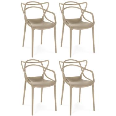 Imagem de Kit 4 Cadeiras De Jantar Allegra Prática Empilhável - Nude