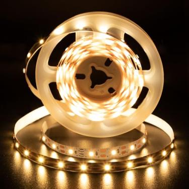 Imagem de echosari Fita de luzes USB 5 V, 2,8 m, 180 luzes de LED cortáveis cada 2835 SMD, super brilhante com autoadesivo DIY para molduras de fotos, mesas de monitor e prateleiras, decoração (branco quente)