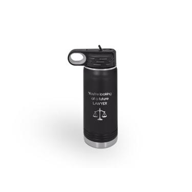 Imagem de SpreadPassion Garrafa de água You're Looking at a Future Lawyer, garrafas de aço inoxidável pretas gravadas a laser, presente para futuro advogado, ideia de presente de aniversário e Natal