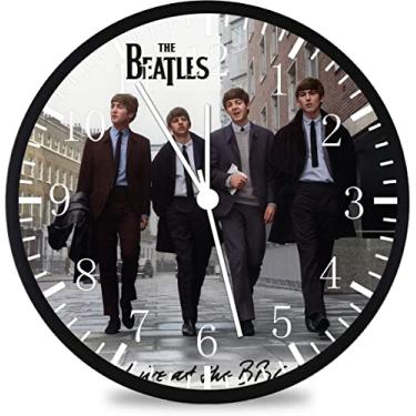 Imagem de Borderless Black Frame Beatles Wall Clock Large 12'' Clear Glass Face Silent Non-Ticking Nice for Gift or Décor G80