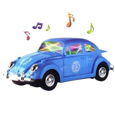 Imagem de Fusca de Brinquedo que Gira Bate e Volta e Toca Música Animada Azul - 