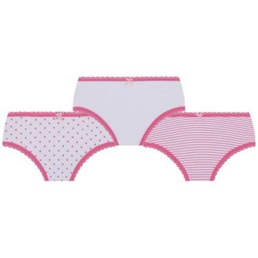 Imagem de Kit Com 3 Calcinhas Lobinha Infantil Kids Algodão Lupo, P, Rosa