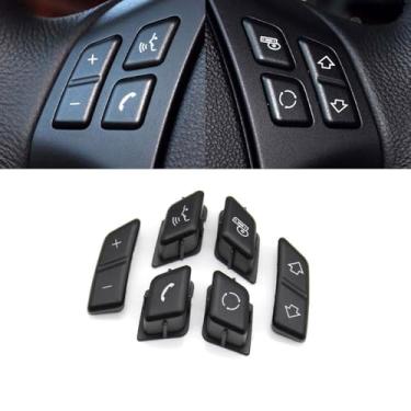 Imagem de Goodithy 6 peças, capa de botão de controle de volante, capas de volante multifuncionais, substituição de acabamento de chaves para BMW Série 3 E90 E91 E92 E93 X1 E84 318i 320i 325i (Modelo A)