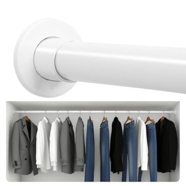 Imagem de Varões de armário atualizados para pendurar roupas, haste de armário ajustável de 45 a 236 cm, postes de armário de metal, barra de armário fácil de instalar para guarda-roupas, lavanderia, perfeita