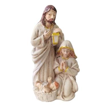 Imagem de Rrlihjgu Figuras de Presépio,Estátuas esculpidas | Estátua católica de resina da família sagrada, escultura de artesanato, presépio da família sagrada, mini presépio de natal católico