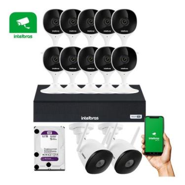 Imagem de Kit Completo de Câmeras de Segurança WiFi com 12 Câmeras, DVR de 16 Ca