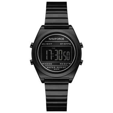 Imagem de Relógio Digital Feminino Com Pulseira De Aço Inoxidável De Quartzo Elegante Preto