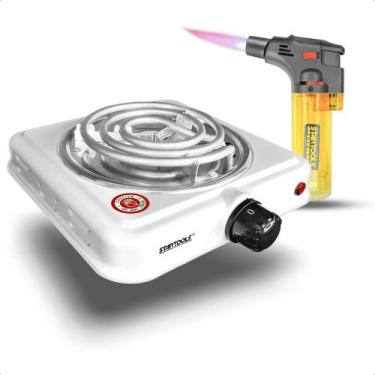 Imagem de Fogareiro Fogão Elétrico Portátil 1 Boca 127V 1000W com Maçarico a Gás