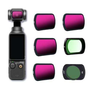 Imagem de BLAUOCHI Conjunto de filtros magnéticos variáveis ND compatível com DJI OSMO Pocket 3, pacote com 6 filtros de densidade neutra UV/CPL/ND8/ND16/ND32/ND64 para DJI Pocket 3