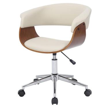 Imagem de Cadeira Giratória Turim Nicole Fratini Madeira Multilaminada Revestida PU Nude Base Rodízio