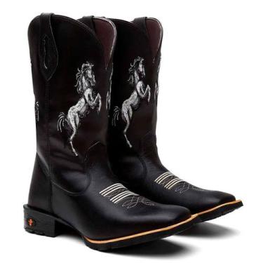 Imagem de Bota Texana Masculina Couro Country Western Dois Cavalos - Made in Fra