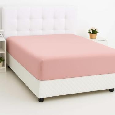 Imagem de 2 Lençóis De Cama Casal Padrão Avulso Com Elástico 170 Fios (Rosa Claro)