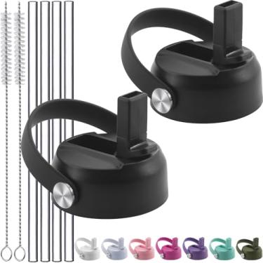 Imagem de Tampas de canudo para Hydroflask boca larga 947 ml 1,134 g, tampa de canudo à prova de vazamento de substituição com alça flexível, tampa fácil sem BPA para Hydro Flask 16 18 garrafas de 1,8 g - 2