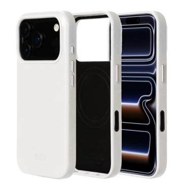 Imagem de alto Capa compatível com iPhone 17 Pro 2025, capa magnética de couro italiano compatível com Apple MagSafe, capa protetora contra quedas da série Clop (iPhone 17 Pro, 6,3 polegadas, branco gelo)