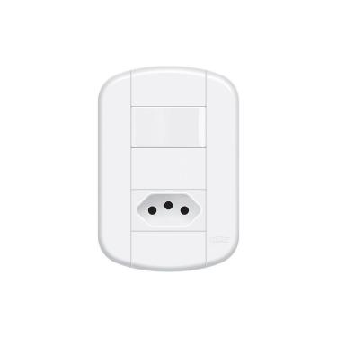 Imagem de Interruptor Simples E Tomada 2p+t 20a Fame Blanc+ Distanciados Com Placa 4x2 Branco