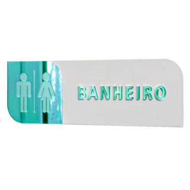 Imagem de Placa sinalização porta MDF e acrílico banheiro 30x10cm - Império da I