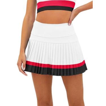 Imagem de Saias de tênis Fisoew, bloco colorido de cintura alta com shorts femin
