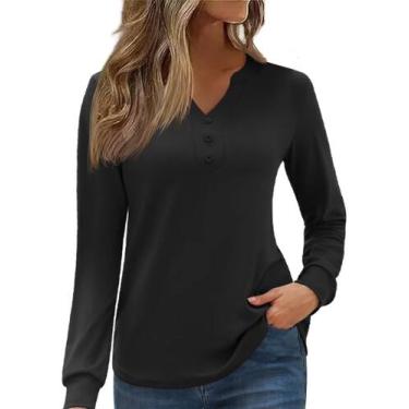 Imagem de Túnica Blingfit Heleny de manga comprida com decote em V plus size 2GG