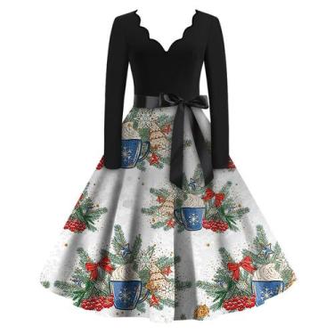 Imagem de Vestidos de Natal FQZWONG 2024 para mulheres Plus Size Green