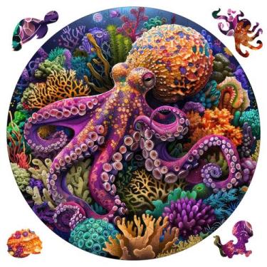 Imagem de Puzzle Ruikiyart 200 peças, 28 cm, polvo, quebra-cabeça de madeira