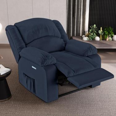 Imagem de Poltrona do Papai Reclinável Sala de Cinema Madrid Elétrica Touch USB PU Azul  G23