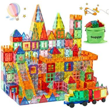 Imagem de Blocos de construção de ladrilhos magnéticos Dopyye 132 unidades com 2