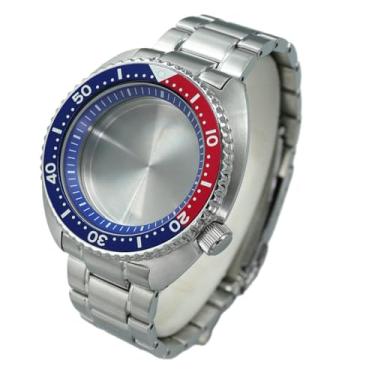 Imagem de FEIYASHI Caixa de relógio masculina clássica de aço de mergulho 316L de 45 mm, vidro de safira à prova d'água, 100 m, para peças de relógio de movimento NH35 NH36 NH34, Anel capítulo azul 3, For NH35