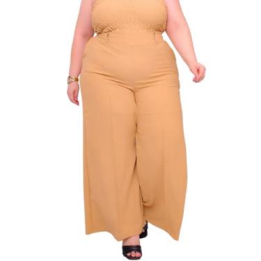 Imagem de Calça feminina pantalona cos alto duna liso com bolsos elegante calça 