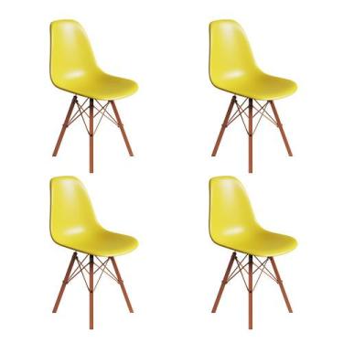 Imagem de Conjunto 4 Cadeiras Eames Estilo Moderno em Ferro Cobre com Assento Am