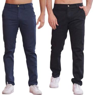 Imagem de Kit 2 Calça Sarja Masculina Calca Masculino Com Lycra Elastano - NoBra