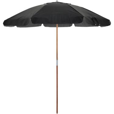 Imagem de Guarda Sol 2,20 Metros em Bagum Guararapi Preto com Cabo de Madeira Bel