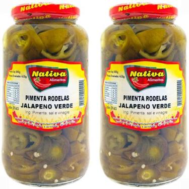 Imagem de 2 Pimentas Jalapeño Verde em Rodelas Conserva 880g Nativa