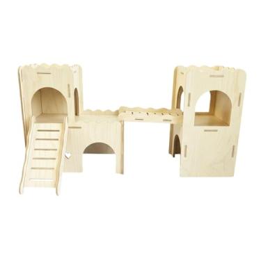 Imagem de IEUDNS Acessórios para gaiola de hamster de madeira, esconderijo, habitat, para lemingues, hamsters anões e ratos, Style C