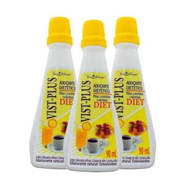 Imagem de KIT 3 Adoçante Dietético Vist Plus Diet Amarelo 90Ml - Vitalab